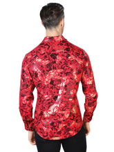 Load image into Gallery viewer, Red And Gold Casual Long Sleeve Shirt 44031
