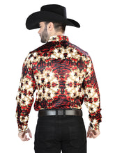 Load image into Gallery viewer, Burgundy And Gold Casual Long Sleeve Shirt 44103
