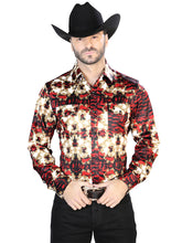 Load image into Gallery viewer, Burgundy And Gold Casual Long Sleeve Shirt 44103
