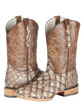 Load image into Gallery viewer, El General Men's Exotic Monster Fish Rodeo Boots - Cream 44114
