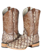 Load image into Gallery viewer, El General Men's Exotic Monster Fish Rodeo Boots - Cream 44114
