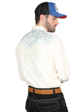 Load image into Gallery viewer, El General Embroidery Western Shirt Beige/Blue 44199
