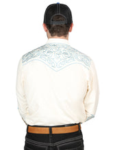 Load image into Gallery viewer, El General Embroidery Western Shirt Beige/Blue 44199
