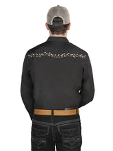 Load image into Gallery viewer, El General Embroidery Western Shirt Black/Gold 44200
