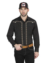 Load image into Gallery viewer, El General Embroidery Western Shirt Black/Gold 44200
