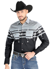 Load image into Gallery viewer, El General - Casual Long Sleeve Shirt - Black/Gray 44452
