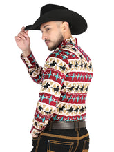 Load image into Gallery viewer, El General Black/Gold Casual Long-Sleeve Shirt  -  Burgandy 44476
