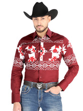Load image into Gallery viewer, El General - Casual Long Sleeve Shirt - Burgundy 44484
