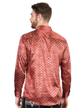 Load image into Gallery viewer, El General Burgundy/Gold Casual Long-Sleeve Shirt 44546
