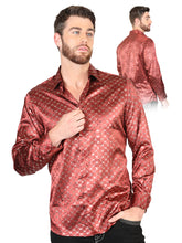 Load image into Gallery viewer, El General Burgundy/Gold Casual Long-Sleeve Shirt 44546
