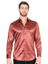 Load image into Gallery viewer, El General Burgundy/Gold Casual Long-Sleeve Shirt 44546

