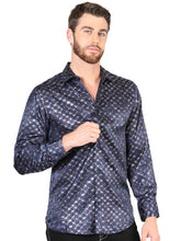 Load image into Gallery viewer, El General Navy/Gold Casual Long-Sleeve Shirt 44548
