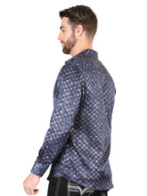 Load image into Gallery viewer, El General Navy/Gold Casual Long-Sleeve Shirt 44548

