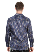 Load image into Gallery viewer, El General Navy/Gold Casual Long-Sleeve Shirt 44548
