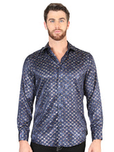 Load image into Gallery viewer, El General Navy/Gold Casual Long-Sleeve Shirt 44548
