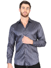 Load image into Gallery viewer, El General Navy Blue Casual Long-Sleeve Shirt 44551
