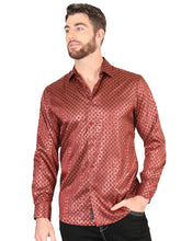 Load image into Gallery viewer, El General Burgundy Casual Long-Sleeve Shirt 44552
