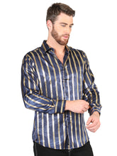 Load image into Gallery viewer, El General Navy/Gold Casual Long-Sleeve Shirt 44553
