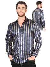 Load image into Gallery viewer, El General Navy/Gold Casual Long-Sleeve Shirt 44553
