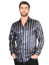 Load image into Gallery viewer, El General Navy/Gold Casual Long-Sleeve Shirt 44553
