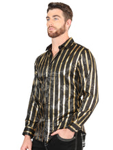 Load image into Gallery viewer, El General Black/Gold Casual Long-Sleeve Shirt 44554
