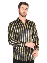 Load image into Gallery viewer, El General Black/Gold Casual Long-Sleeve Shirt 44554
