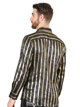 Load image into Gallery viewer, El General Black/Gold Casual Long-Sleeve Shirt 44554
