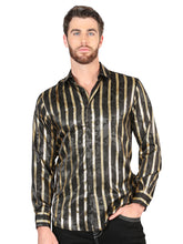 Load image into Gallery viewer, El General Black/Gold Casual Long-Sleeve Shirt 44554
