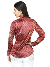 Load image into Gallery viewer, El General Burgundy/Gold Casual Long-Sleeve Shirt 44555
