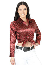 Load image into Gallery viewer, El General Burgundy/Gold Casual Long-Sleeve Shirt 44555
