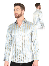 Load image into Gallery viewer, El General Grey/Gold Casual Long-Sleeve Shirt 44578
