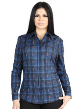 Load image into Gallery viewer, El General  -  Casual Long-Sleeve Shirt  - Black/Blue 44721
