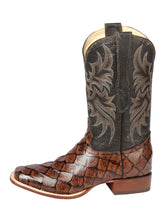 Load image into Gallery viewer, El Señor de los Cielos Men’s Rodeo Boot - Monster Fish Imitation  Leather - Brown 44931
