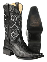 Load image into Gallery viewer, El General Men's Exotic Ostrich Leg Cowboy Boots - Black 45067
