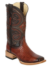 Load image into Gallery viewer, El General Men's Exotic Lizard Rodeo Cowboy Boots - Cognac  45071
