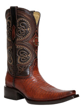 Load image into Gallery viewer, El General Men's Exotic Lizard Cowboy Boots - Cognac 45074
