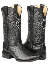 Load image into Gallery viewer, El General Men's Exotic Ostrich Leather Cowboy Boots - Black  45075
