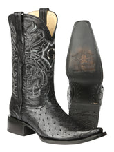 Load image into Gallery viewer, El General Men's Exotic Ostrich Leather Cowboy Boots - Black  45075
