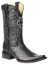 Load image into Gallery viewer, El General Men's Exotic Ostrich Leather Cowboy Boots - Black  45075
