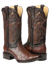 Load image into Gallery viewer, El General Men's Exotic Ostrich Leather Cowboy Boots - Brown  45076

