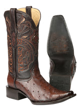 Load image into Gallery viewer, El General Men's Exotic Ostrich Leather Cowboy Boots - Brown  45076
