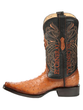 Load image into Gallery viewer, El General Men's Exotic Ostrich Leather Cowboy Boots - Cognac  45077
