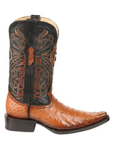 Load image into Gallery viewer, El General Men's Exotic Ostrich Leather Cowboy Boots - Cognac  45077
