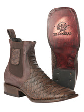Load image into Gallery viewer, El General Men’s Python Imitation Brown Ankle Boots 45092
