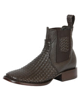 Load image into Gallery viewer, El General Men’s Rodeo Brown Petatillo Woven Ankle Boots 45177
