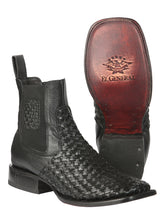 Load image into Gallery viewer, El General Men’s Rodeo Black Petatillo Woven Ankle Boots 45181
