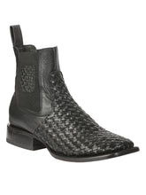 Load image into Gallery viewer, El General Men’s Rodeo Black Petatillo Woven Ankle Boots 45181
