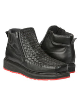 Load image into Gallery viewer, El General Men’s Black Woven Ankle Boots with Zipper 45183
