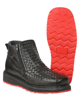 Load image into Gallery viewer, El General Men’s Black Woven Ankle Boots with Zipper 45183
