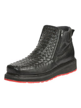 Load image into Gallery viewer, El General Men’s Black Woven Ankle Boots with Zipper 45183
